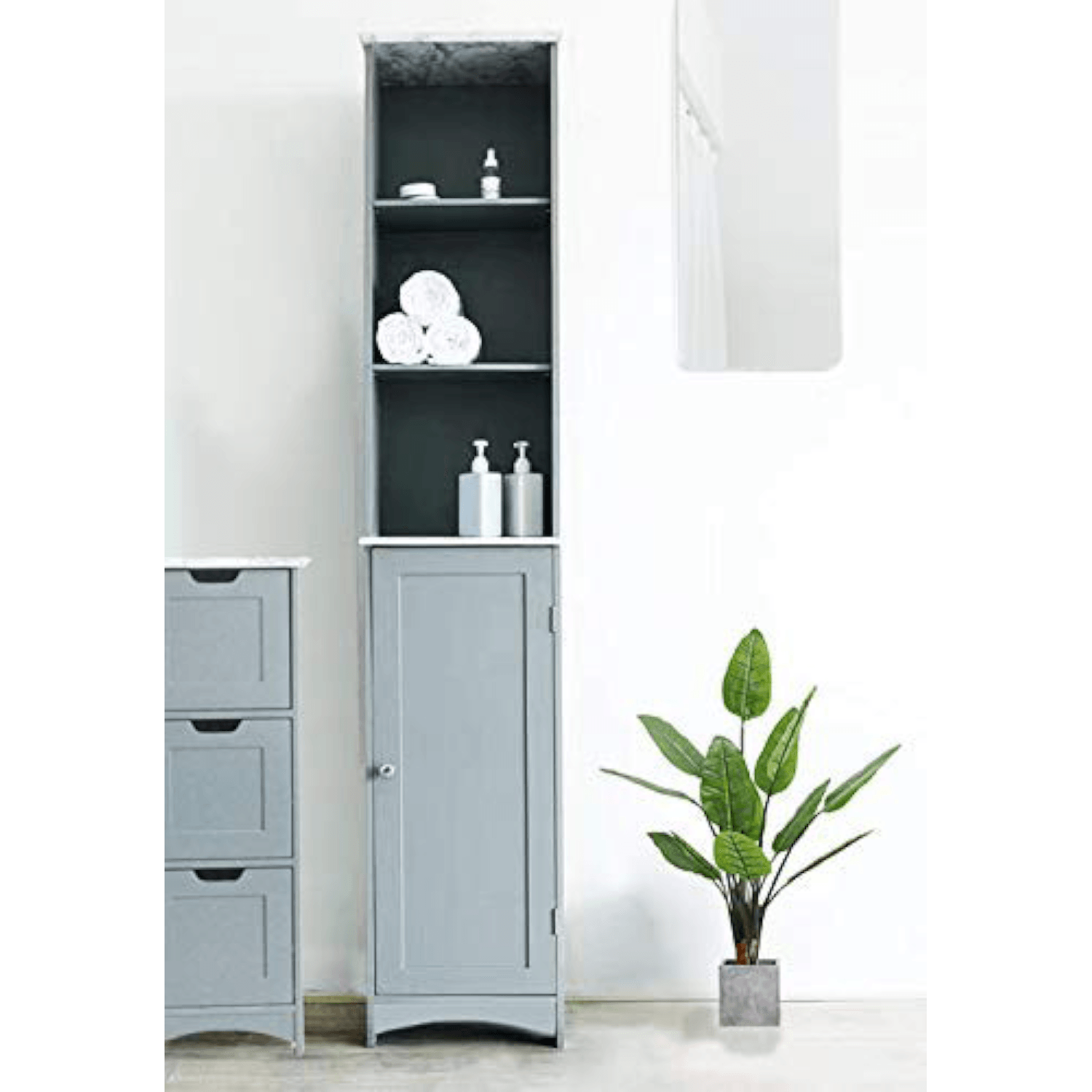 Tallboy Free Standing Bathroom Cabinet Tall Storage Unit Cupboard