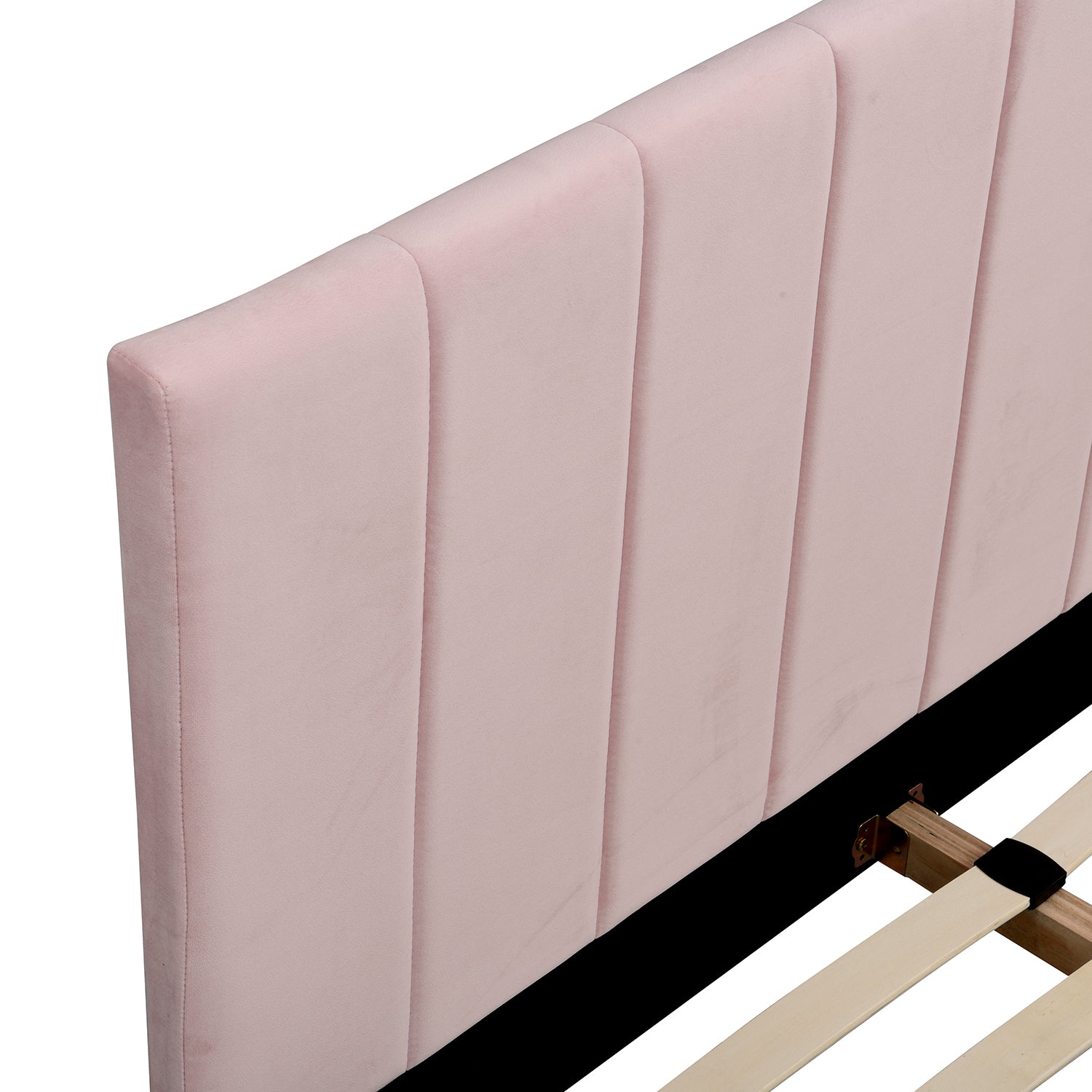 Sylvie Velvet Upholstered Bed Frame With Golden Chrome Legs Pink 1466