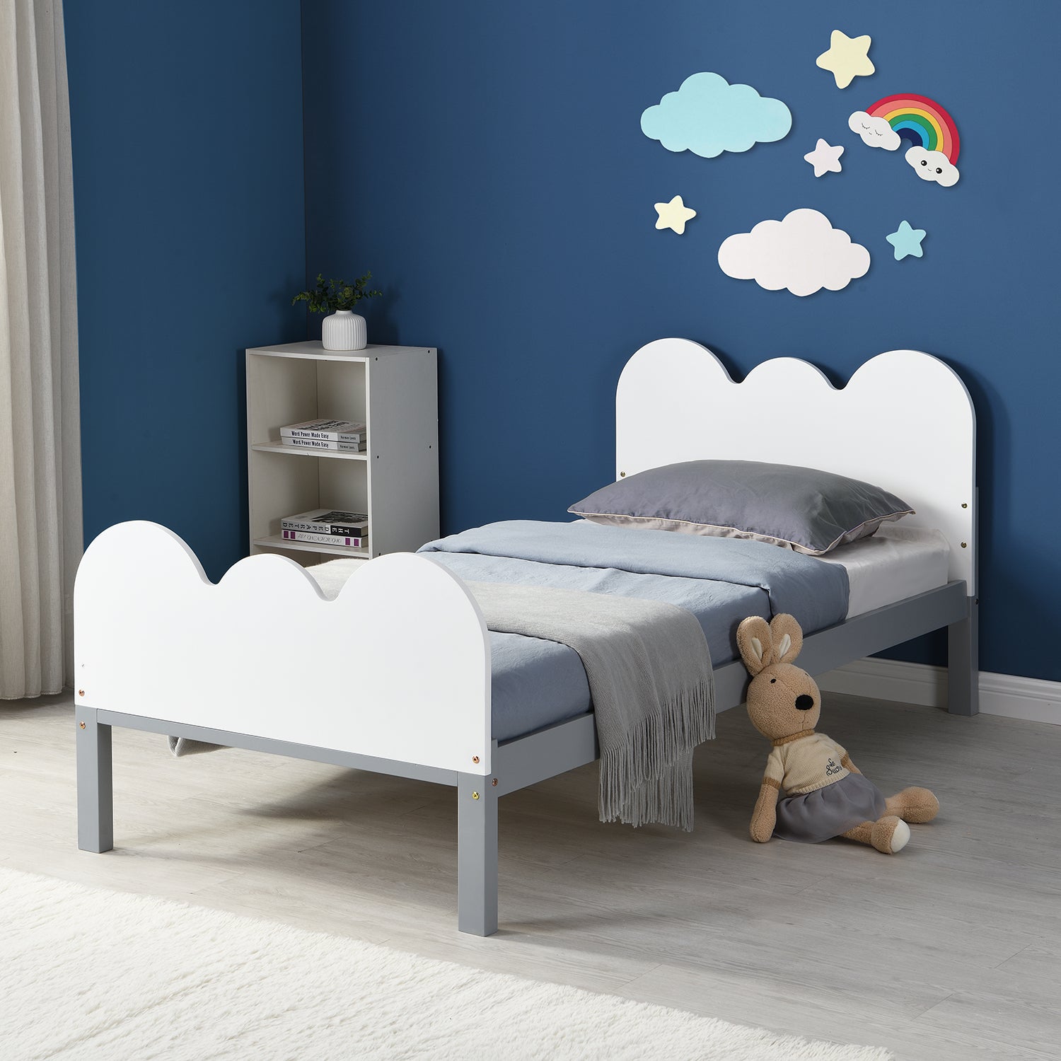 Hedwig Wooden Cloud Headboard Kid's Single Bed