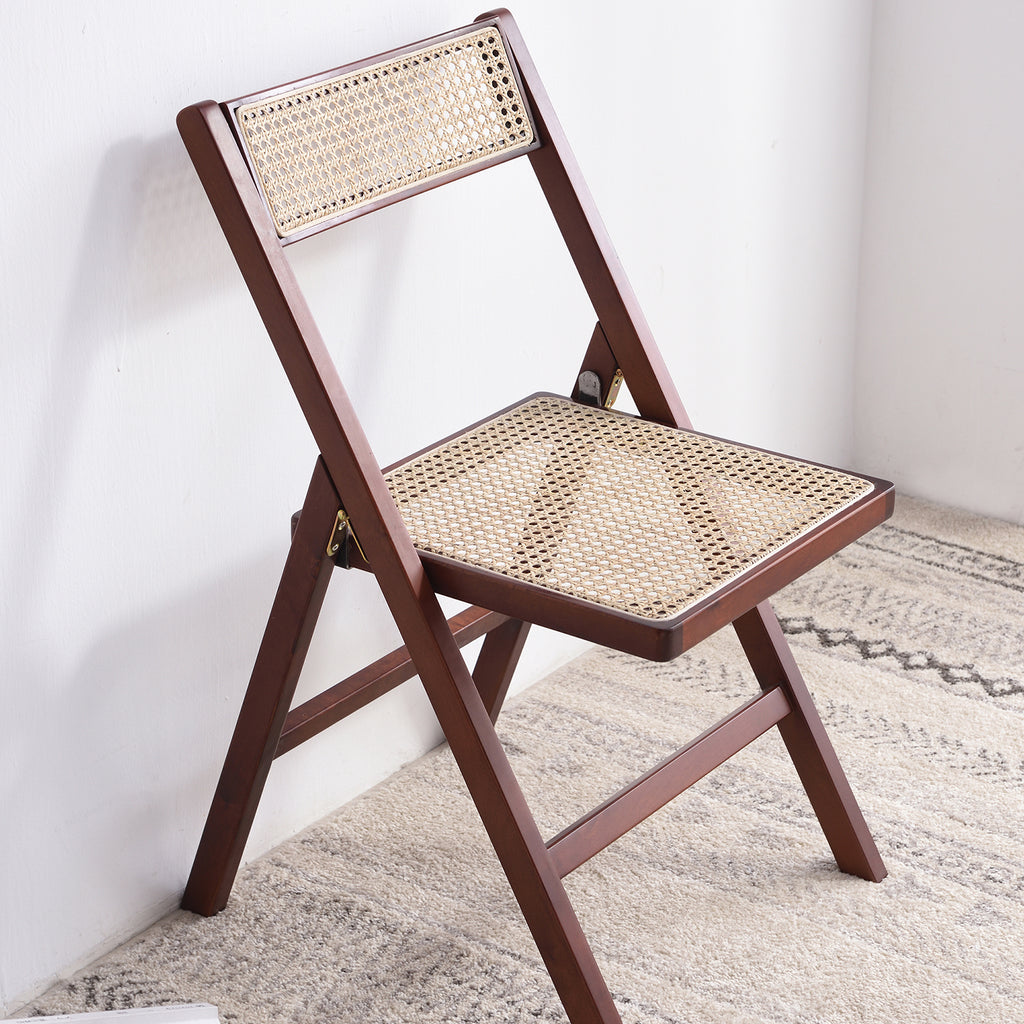 Pembroke Folding Rattan Solid Wood Chair Walnut
