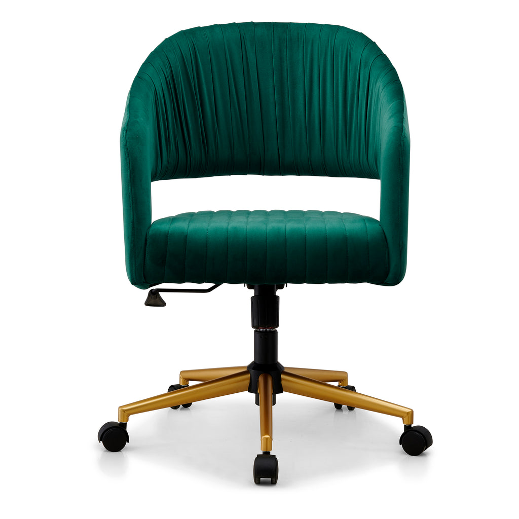 Perce Velvet Swivel Desk Chair Green - DaAl's