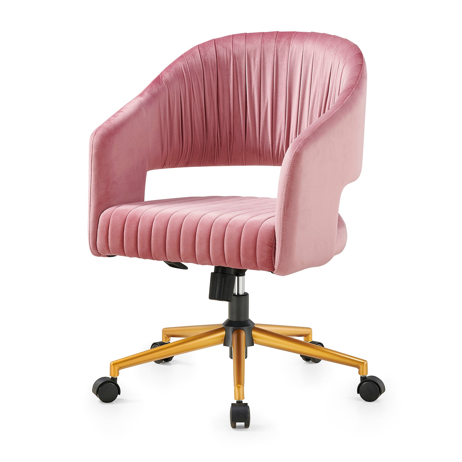 perce velvet swivel desk chair pink