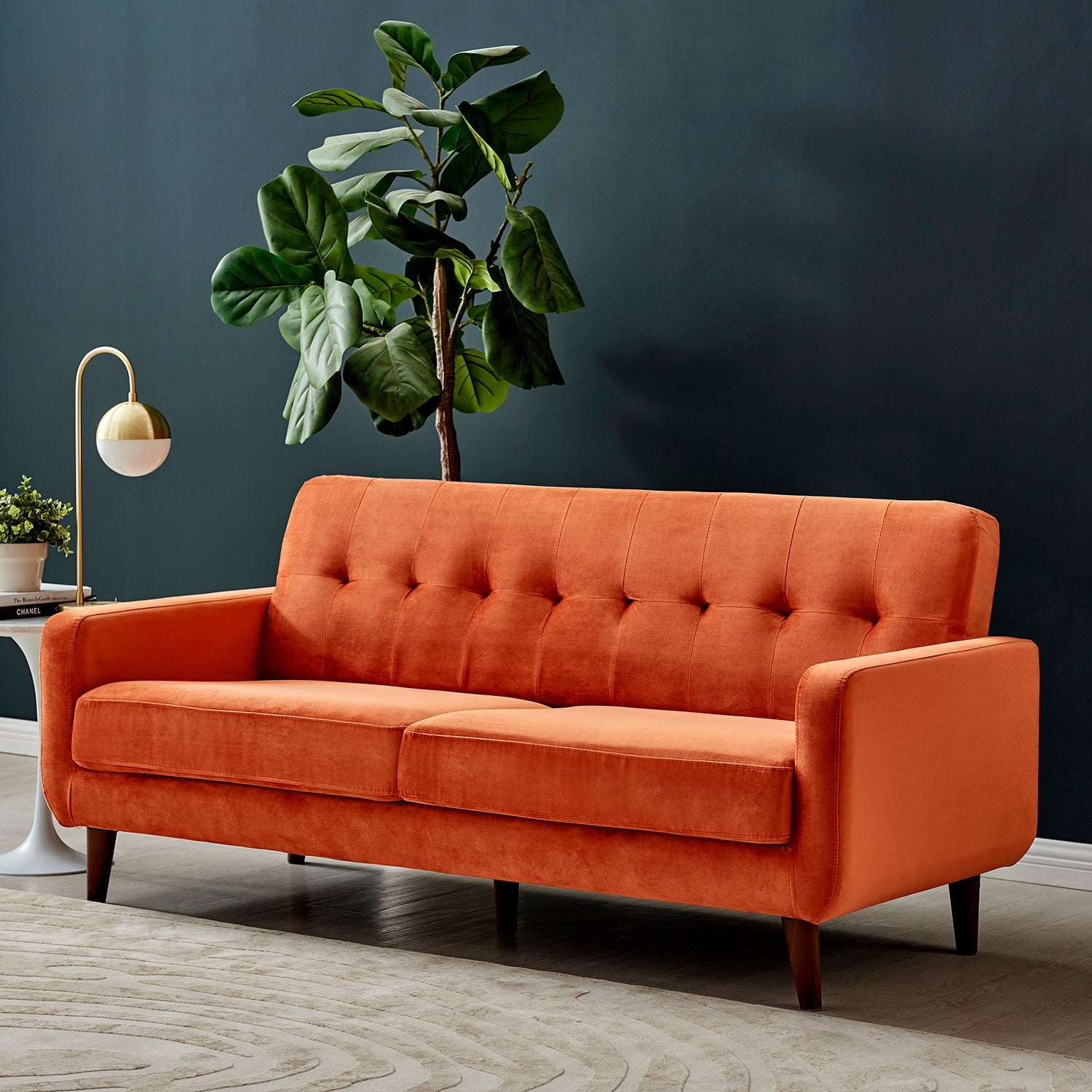 Clarence Sofa in Burnt Orange Velvet 2 Seater | Buy Designer Home