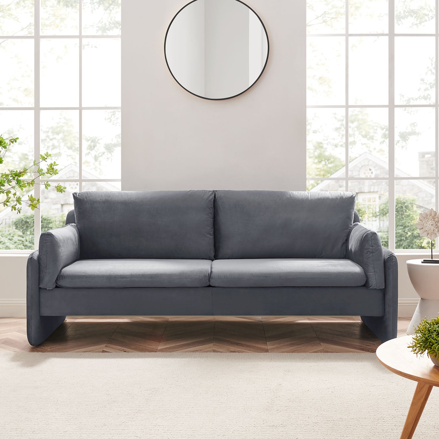 Clapham 3-Seater Grey Velvet Fabric Sofa