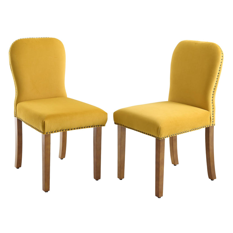 Stanway Set Of 2 Mustard Yellow Velvet Dining Chairs Daals 0763