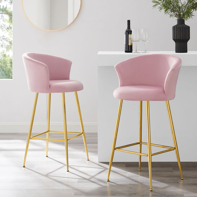 hot pink velvet bar stools