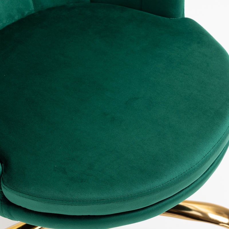 green swivel barrel chair