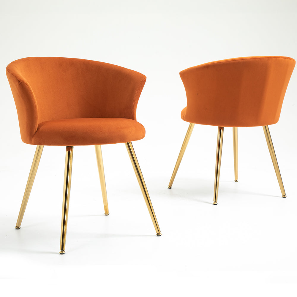 Kylie Set of 2 Orange Velvet Dining Chairs