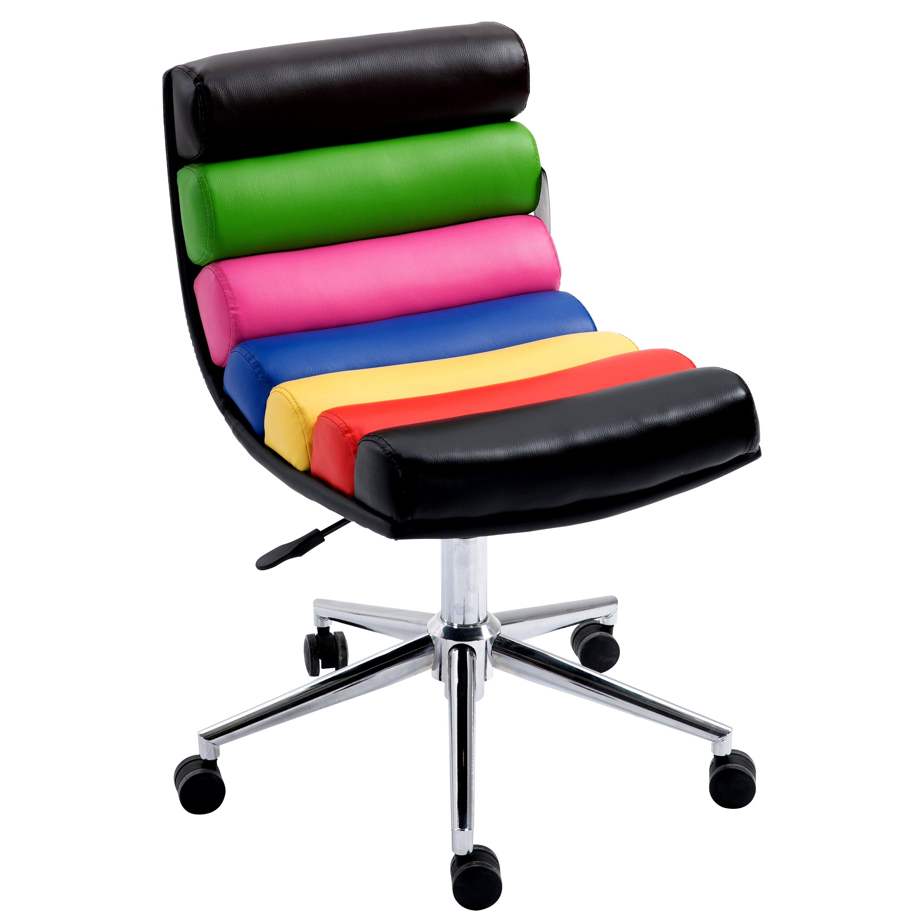 Rainbow Faux Leather Chrome Base Desk Chair Multi-colour 