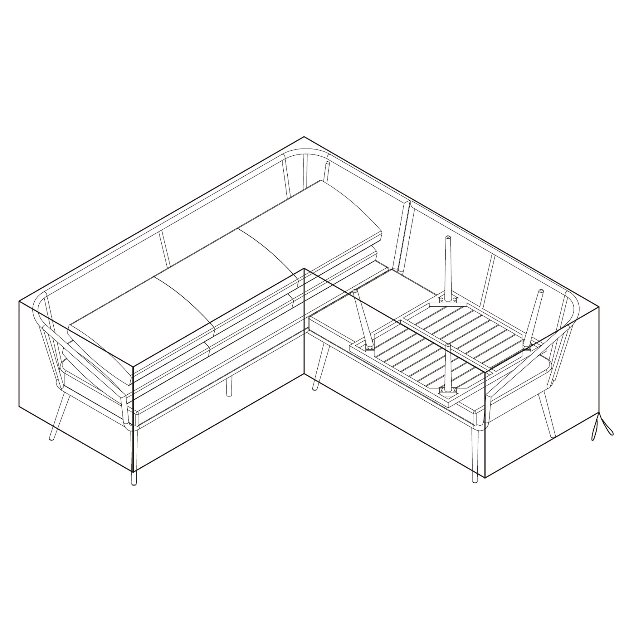 Cover for Cliveden Outdoor Aluminium Washed Wood Effect and Rattan Corner Sofa Set with Coffee Table