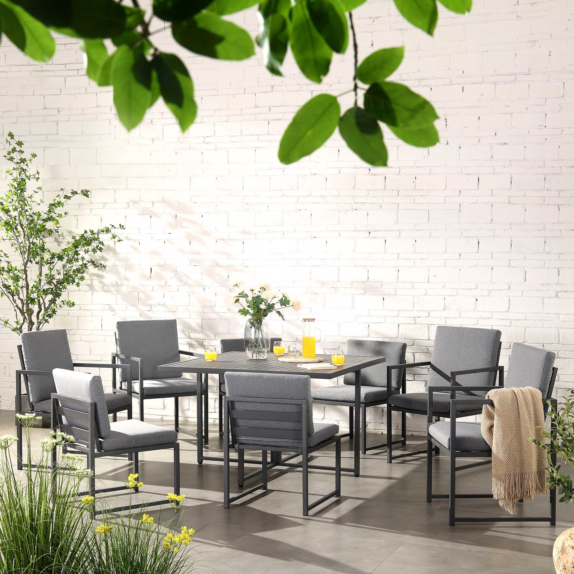 Albany Aluminium 9-Piece Outdoor Cube Dining Set, Grey