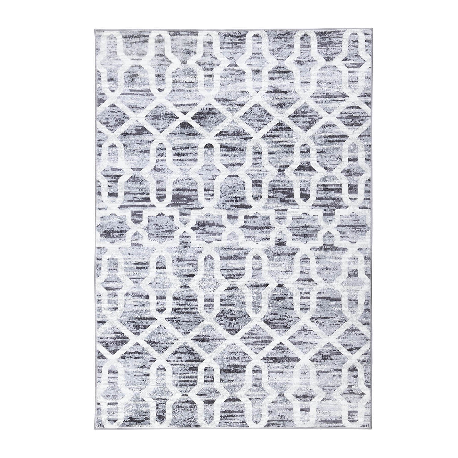 Trellis Grey Distressed Printed Rug 160 x 230 cm