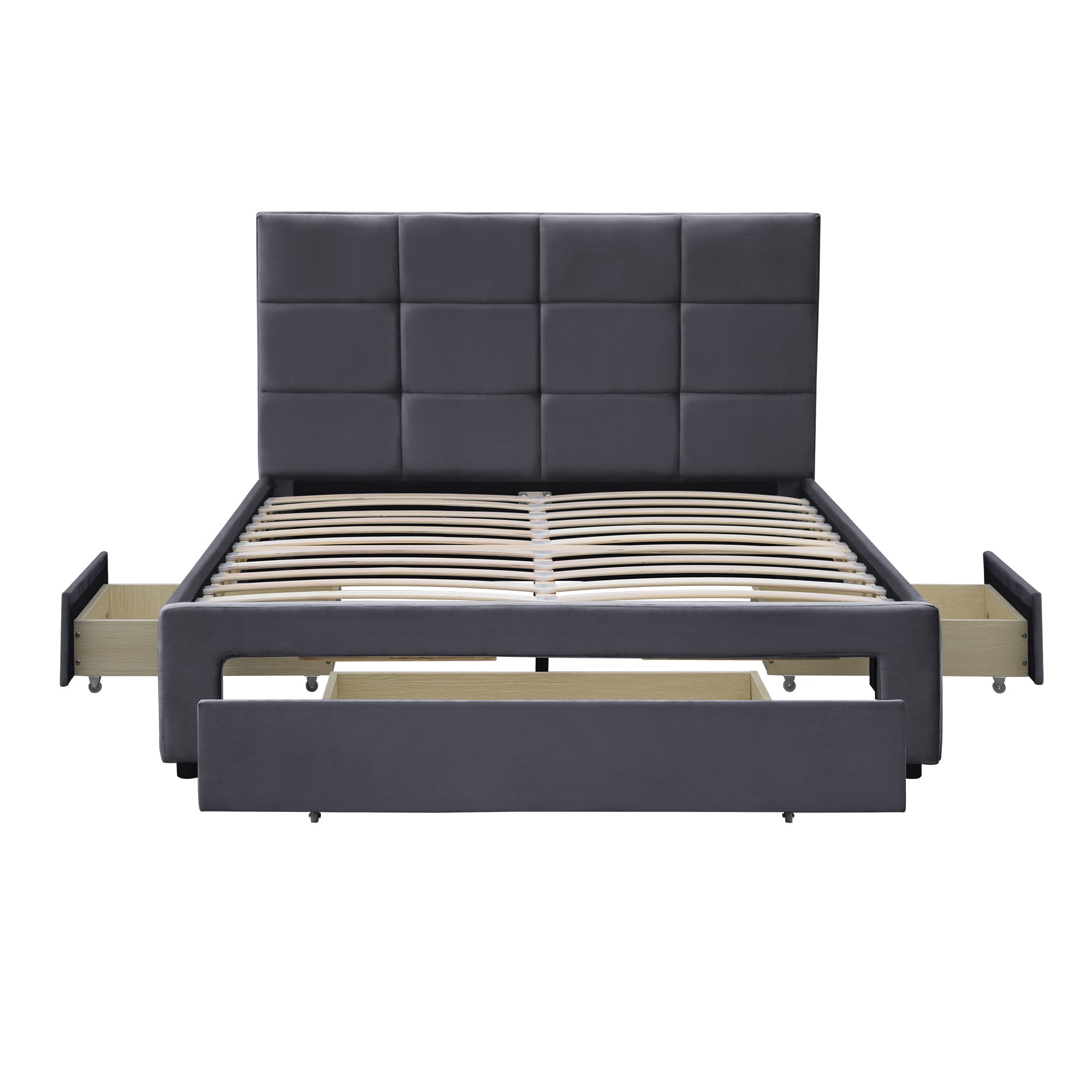 Julian King Bed Frame With Pull Out Storage Drawers Dark Grey Velvet 3 6552749473843 