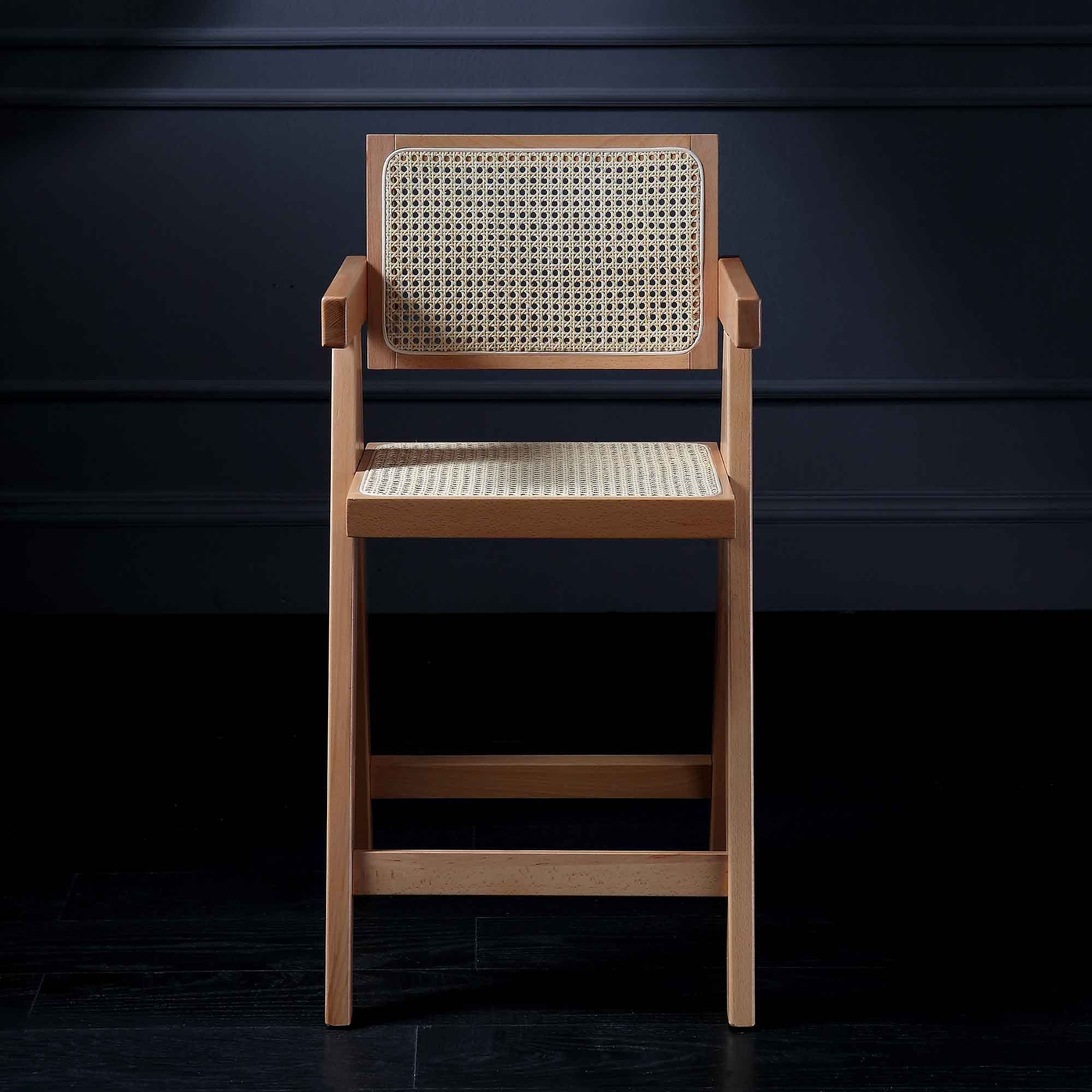 Jeanne Natural Colour Cane Rattan Solid Beech Wood Counter Stool