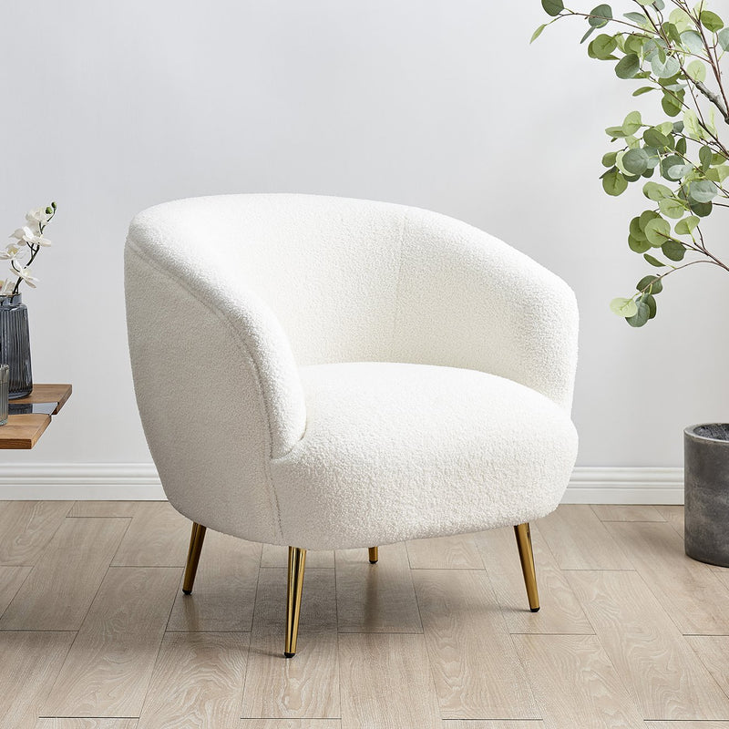 Lizzy Boucle White Armchair | Shop Designer Home Furnishings