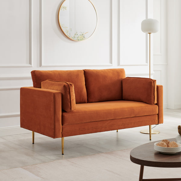Pelham Velvet Orange Sofa, 2-Seater and 3-Seater | daals