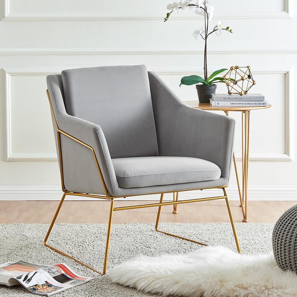 Hedy Accent Chair in Grey Velvet