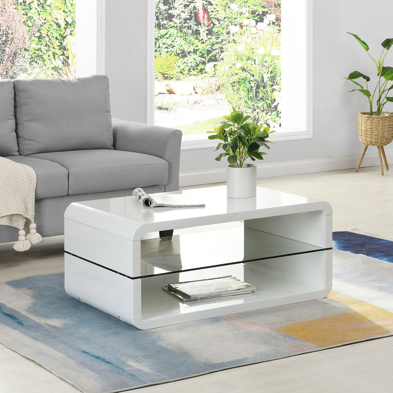 Lucent White High Gloss And Glass Coffee Table Shop Designer Home Furnishings