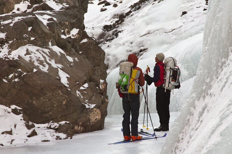 Skiers with Hyperlite Mountain Gear Ultralight Outdoor Packs