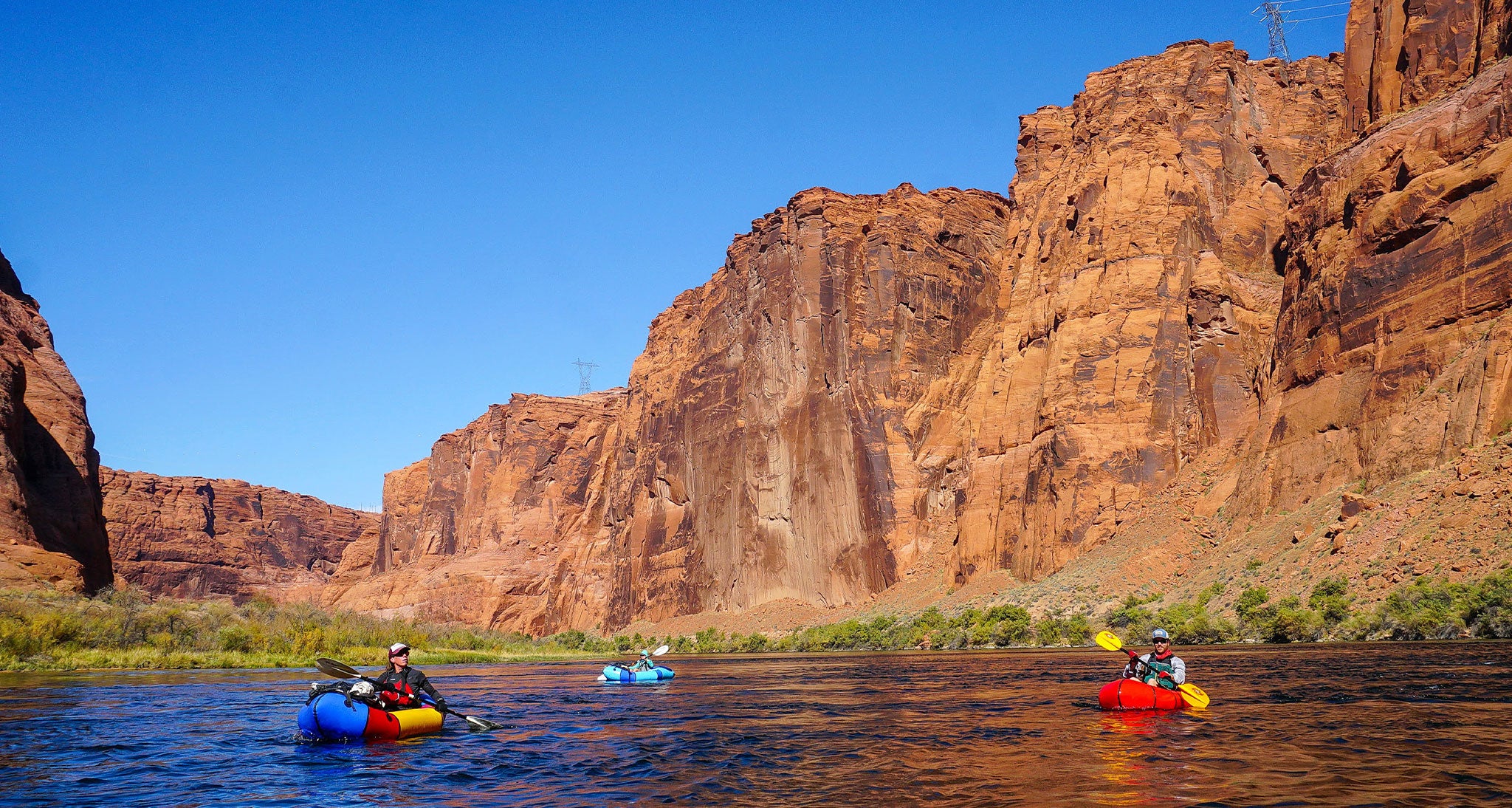 Group paddling on the river