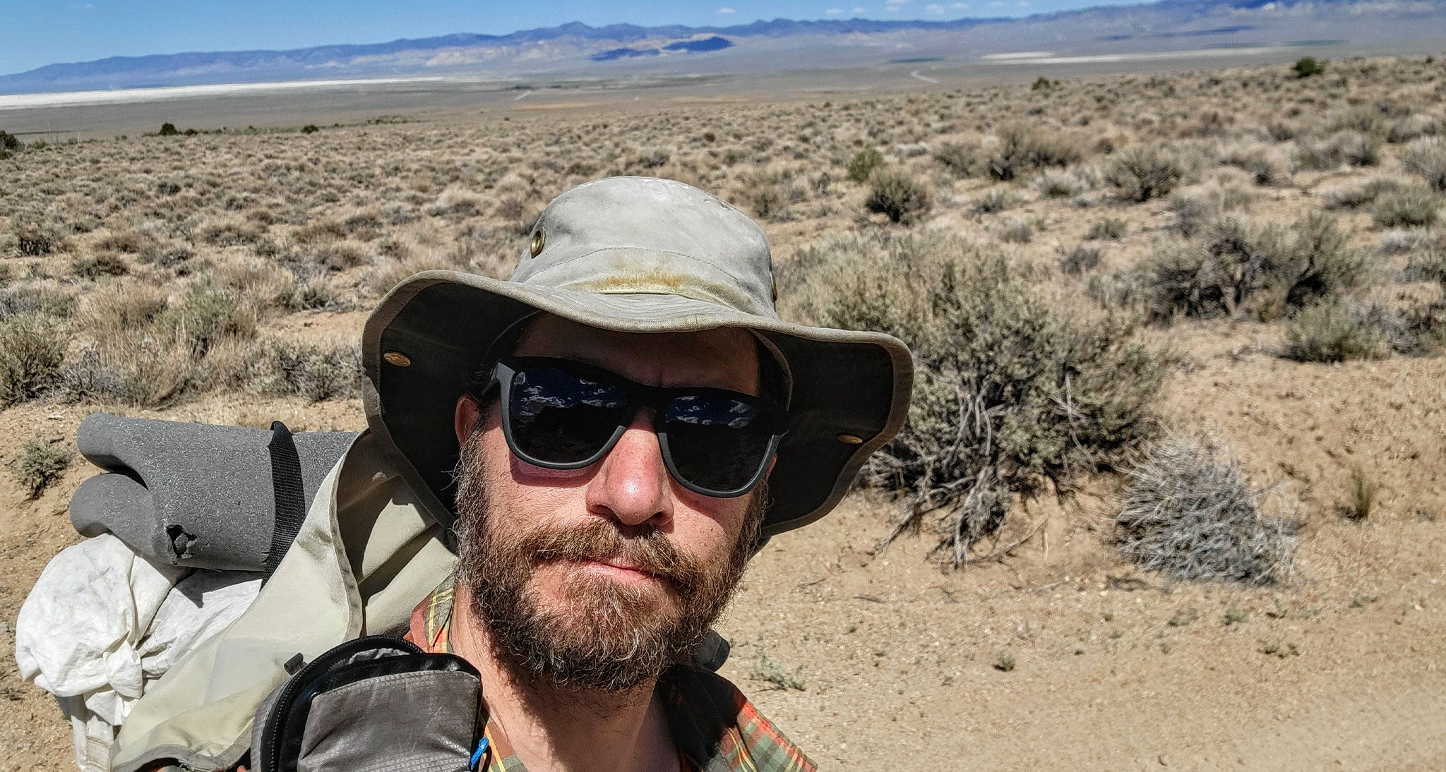 Hiker in the plains on the way out