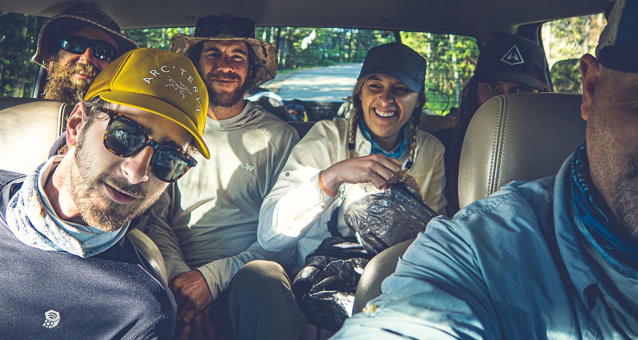 the crew, featuring 'Brendont,' in their vehicle