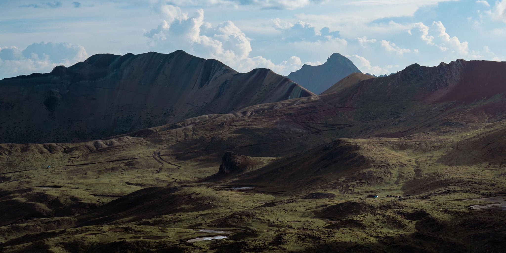 Sweeping view of incredible colorful sediment layers