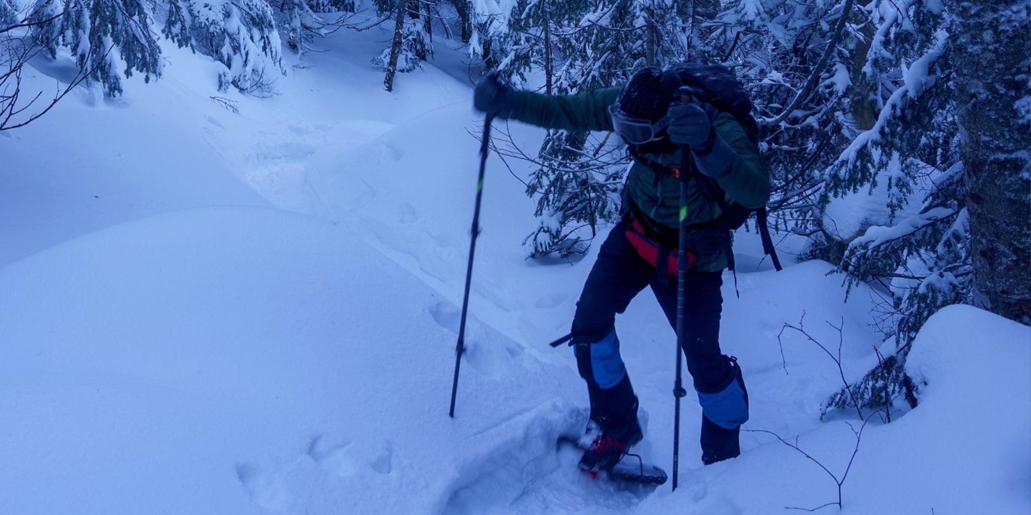 Snowshoeing in dense snowpack