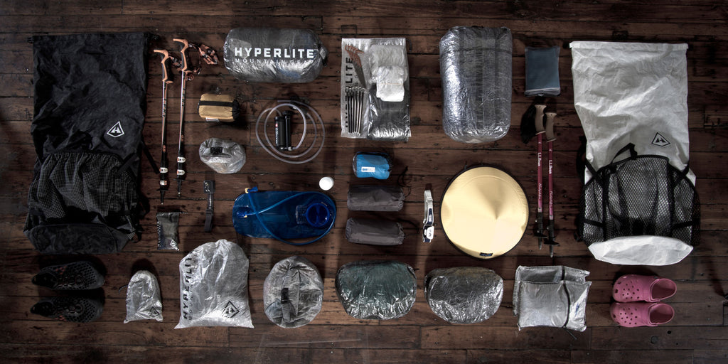 Overhead shot of gear used on the Appalachian Trail in 2016.