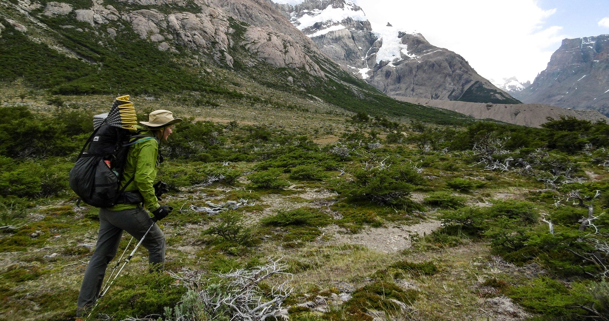 Ultralight Backpacking along a trail