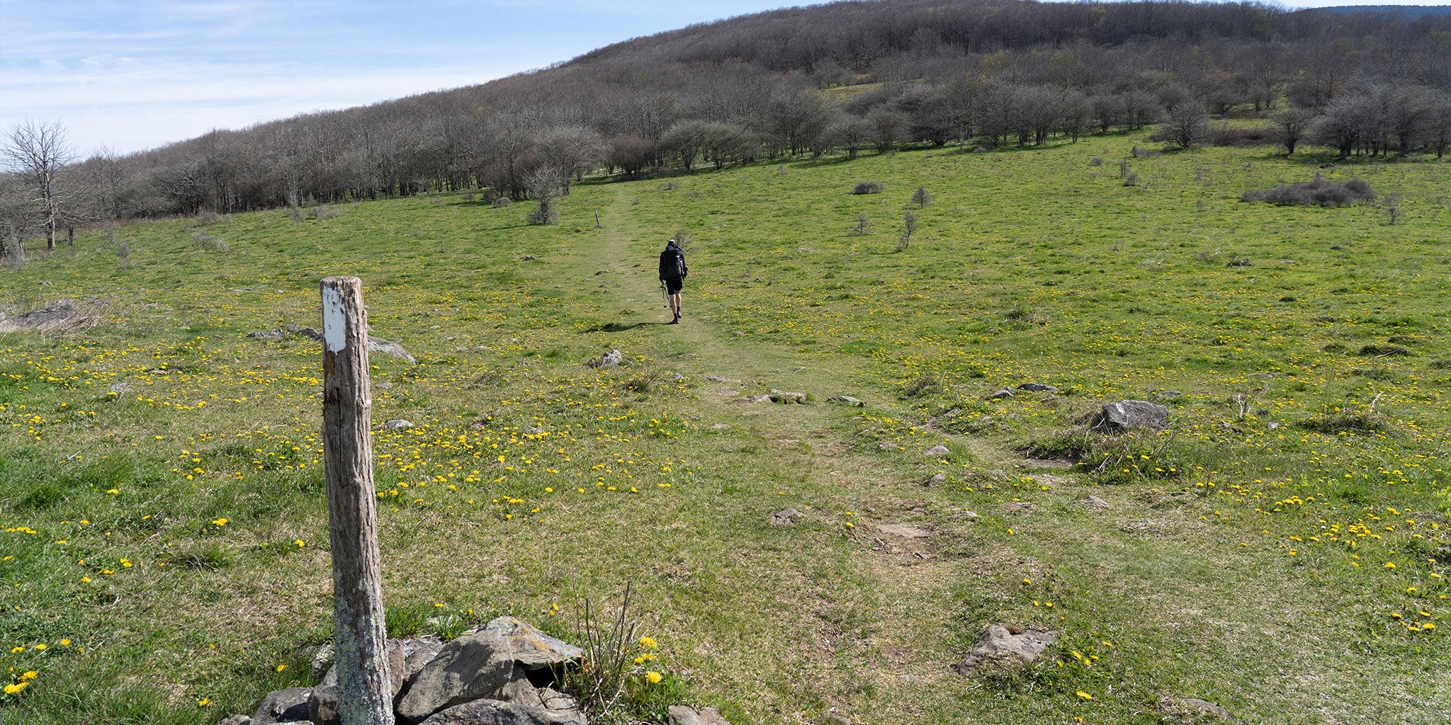 Hiker on the trail in Shenandoah National Park