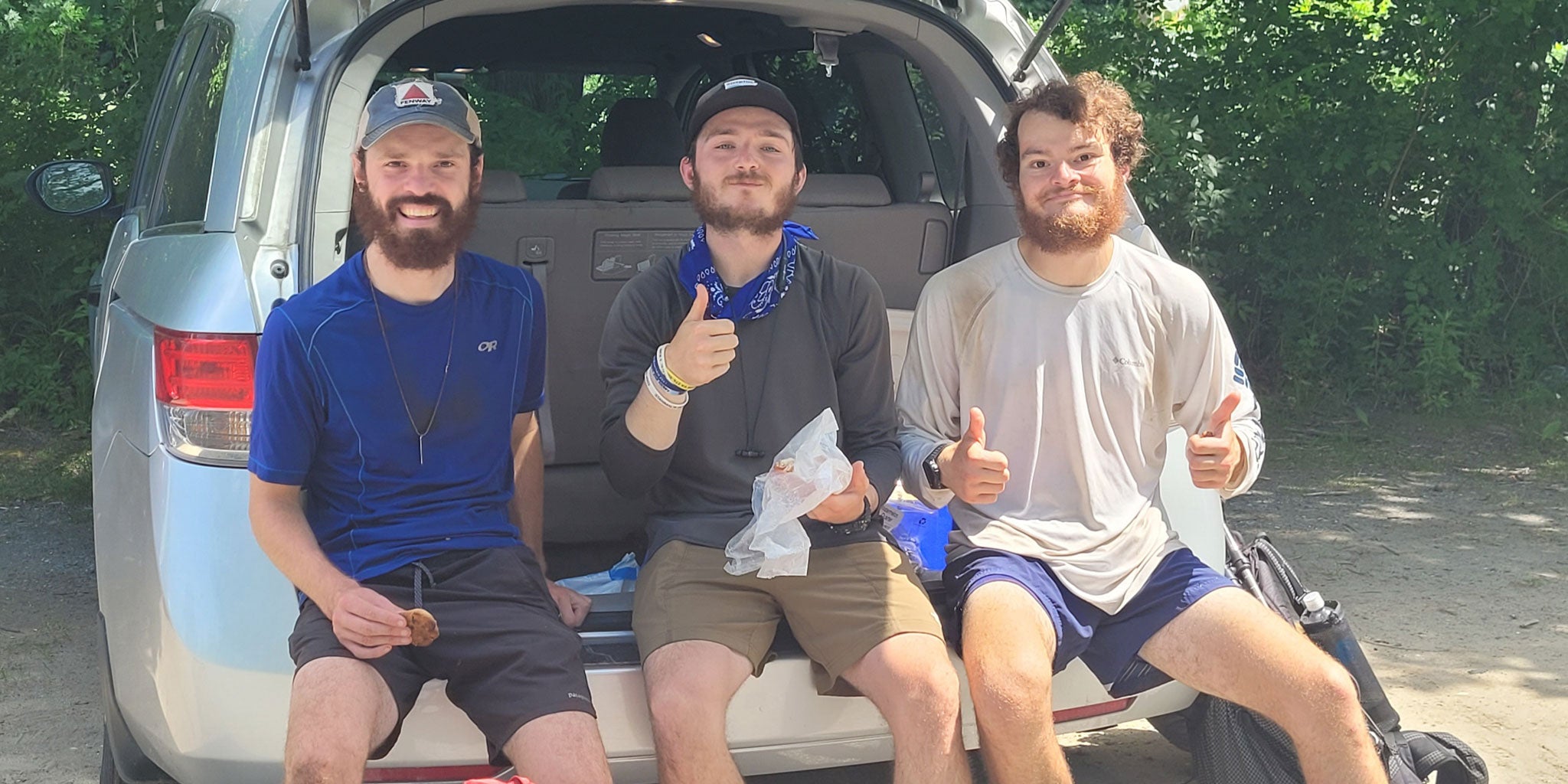 Group enjoying post hike snacks