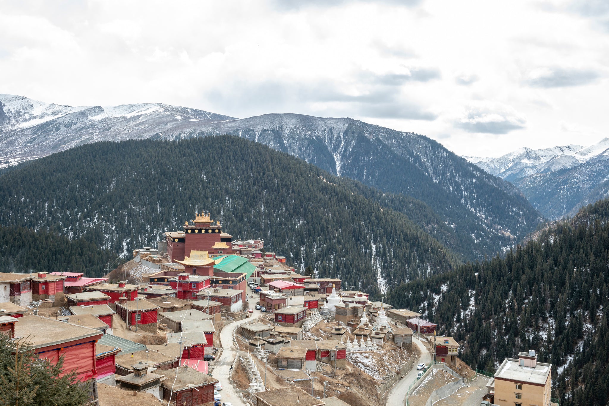 Village in the high Tibetan plateau