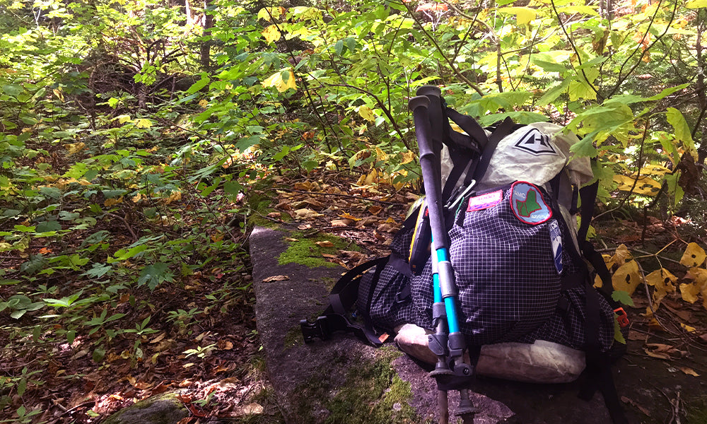 Ultralight backpacking gear on the trail