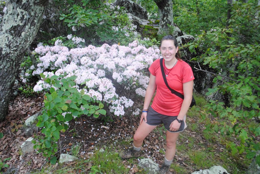 Neon posing by flowers on the AT