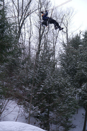 Backcountry winter ziplining