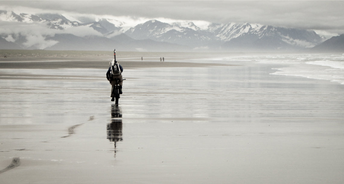 Ultralight Bikepacking across low tide beach