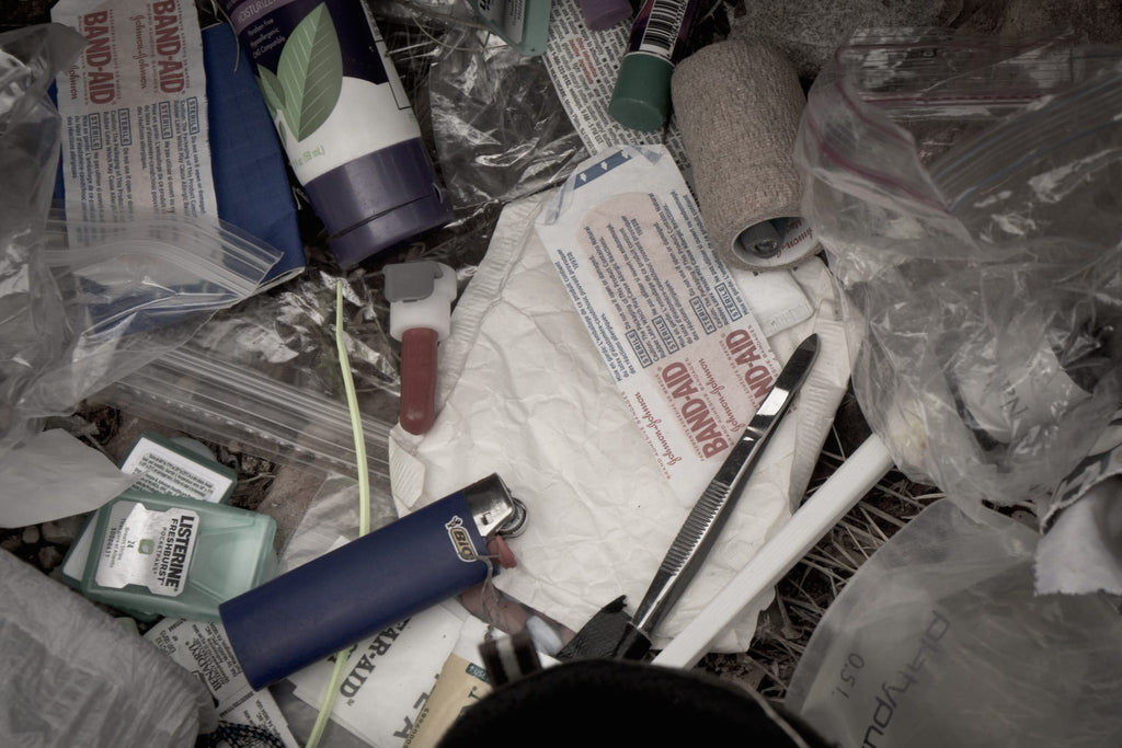 First Aid items Spread on the Ground