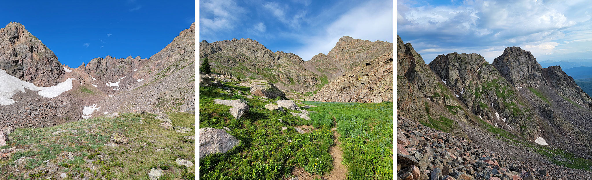 Scree fields and loose trails in the mountains