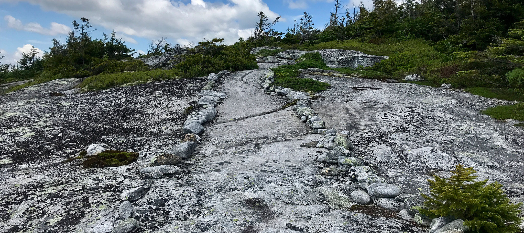 Rock lined pathway to the summit
