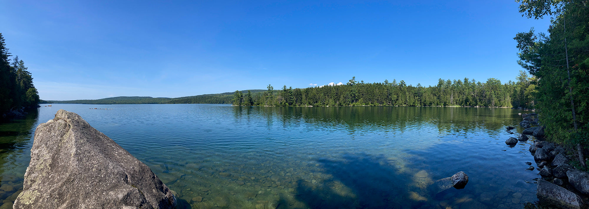 Large secluded lake on a sunny day