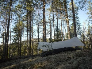 Ultralight outdoor tent pitched in the woods