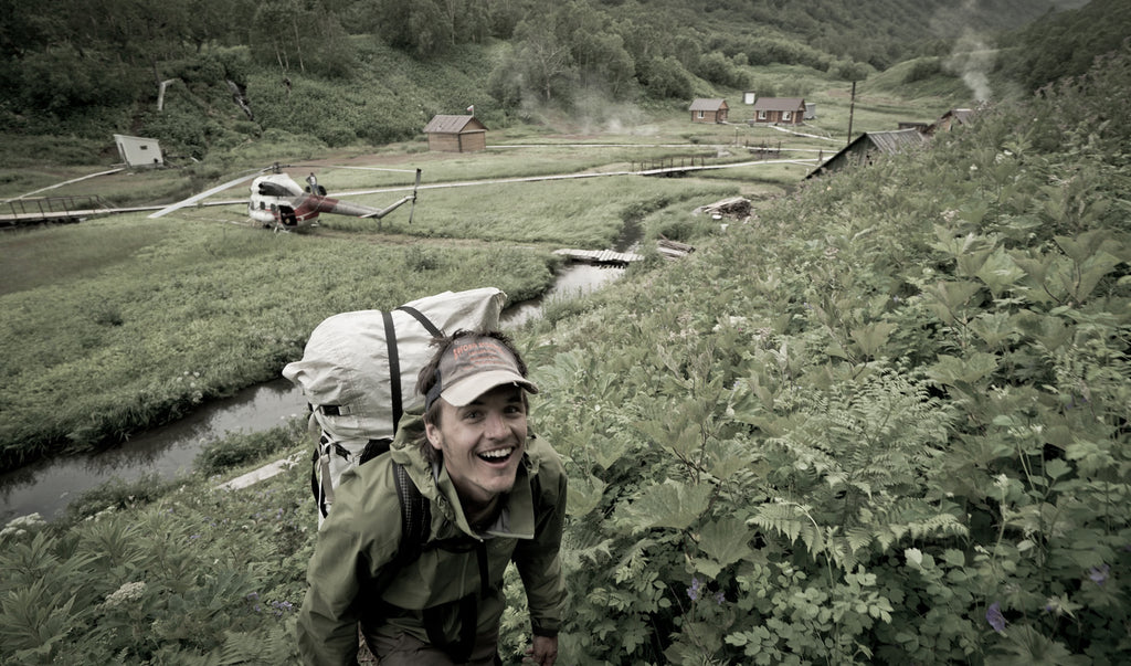 Ultralight backpacker smiles for the camera