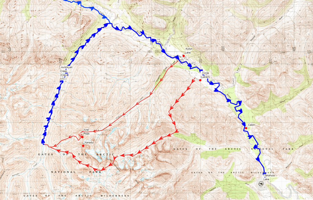 Map showing the planned route