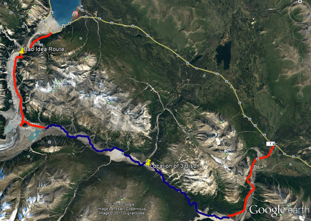 Google Earth image showing the trail that was traversed