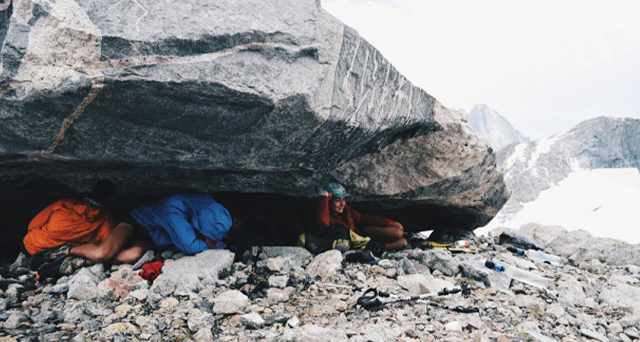 Hikers seeking shelter