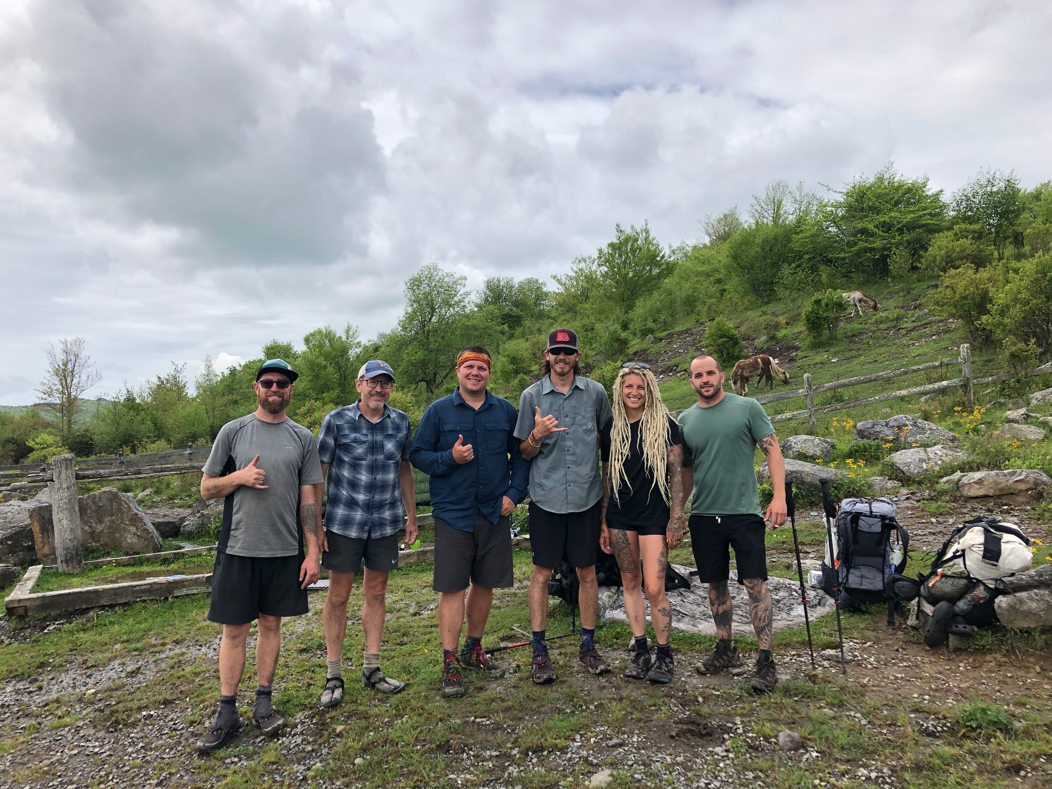 Group of hikers posing