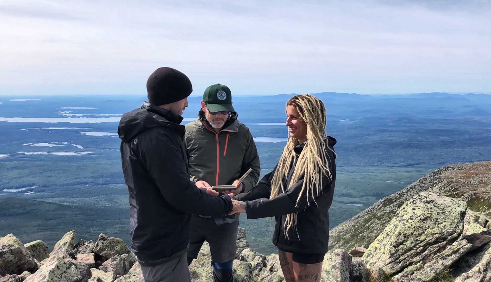 Hiker couple gets married on a mountain top