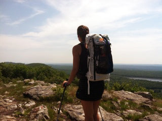 Woman with ultralight backpack