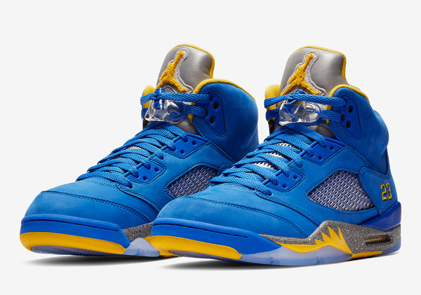 retro 5s blue and yellow